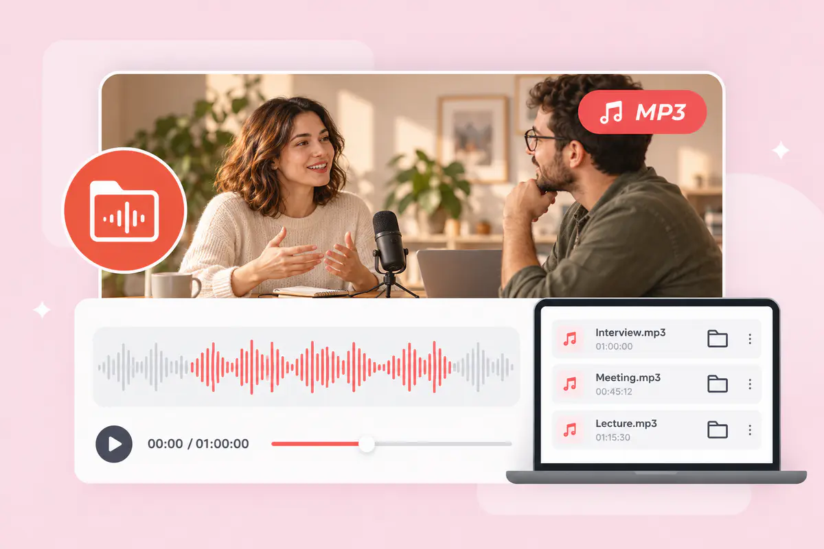 converti registrazioni lunghe in MP3 per gestirle più facilmente