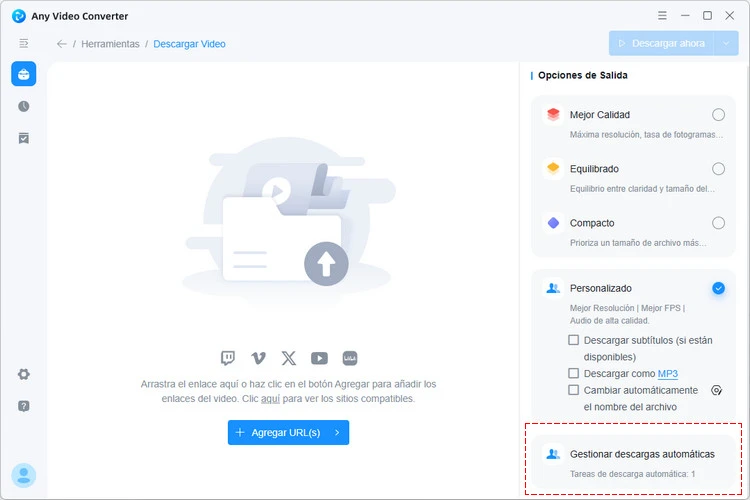 Gestionar las tareas de descarga automática