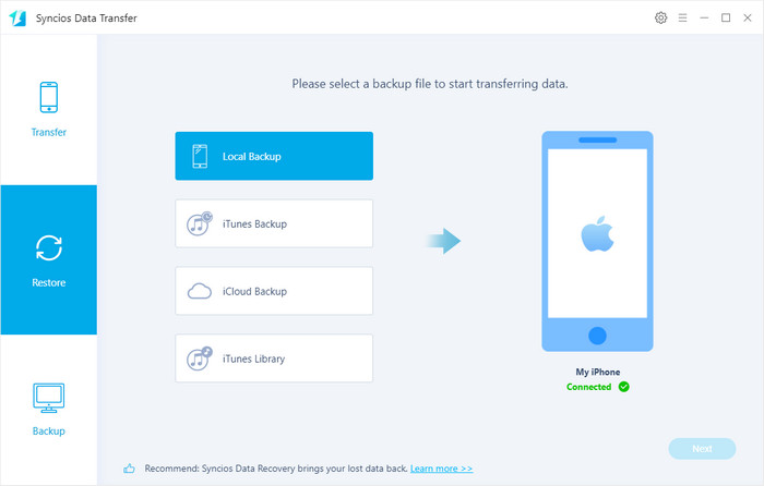 restore backup to iphone