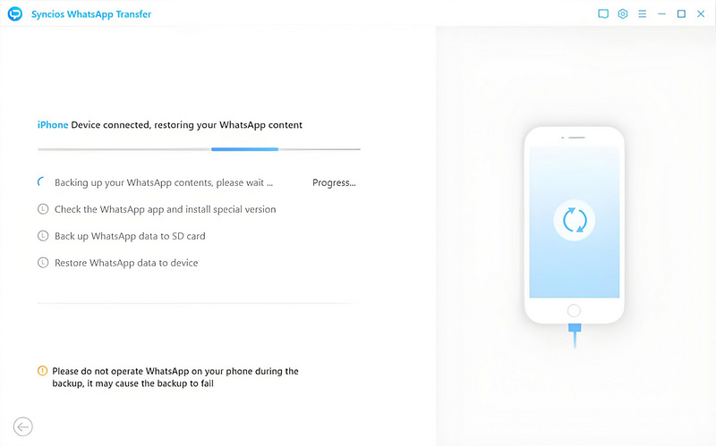 start to transfer whatsapp from ios to android
