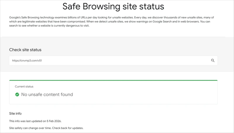 cnvmp3 google safe browsing