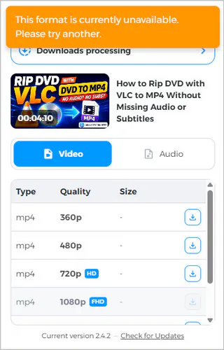 downr unavailable format