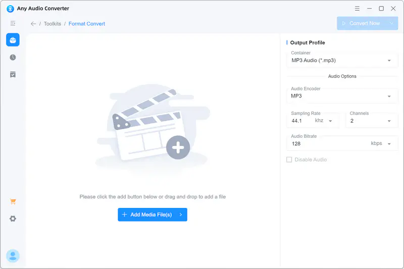 add media files to any audio converter