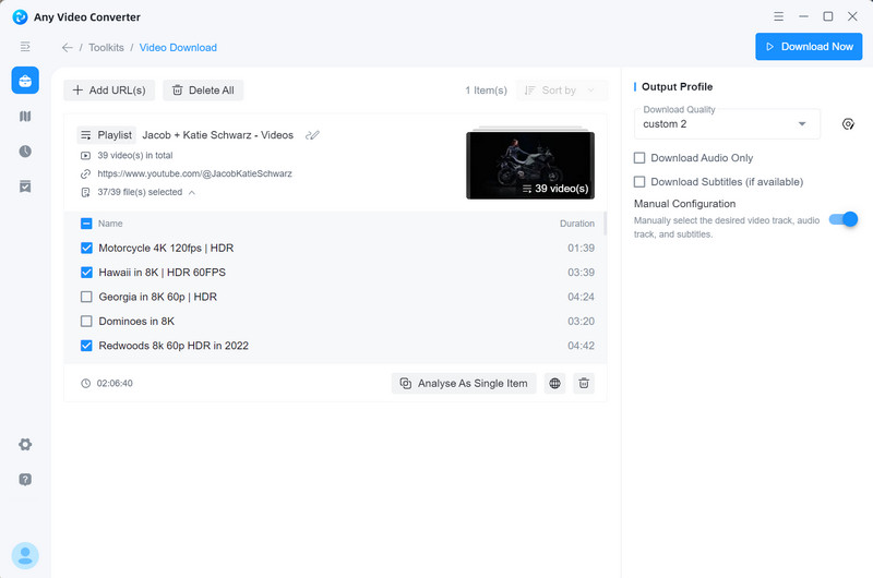 select specific videos from playlist to download